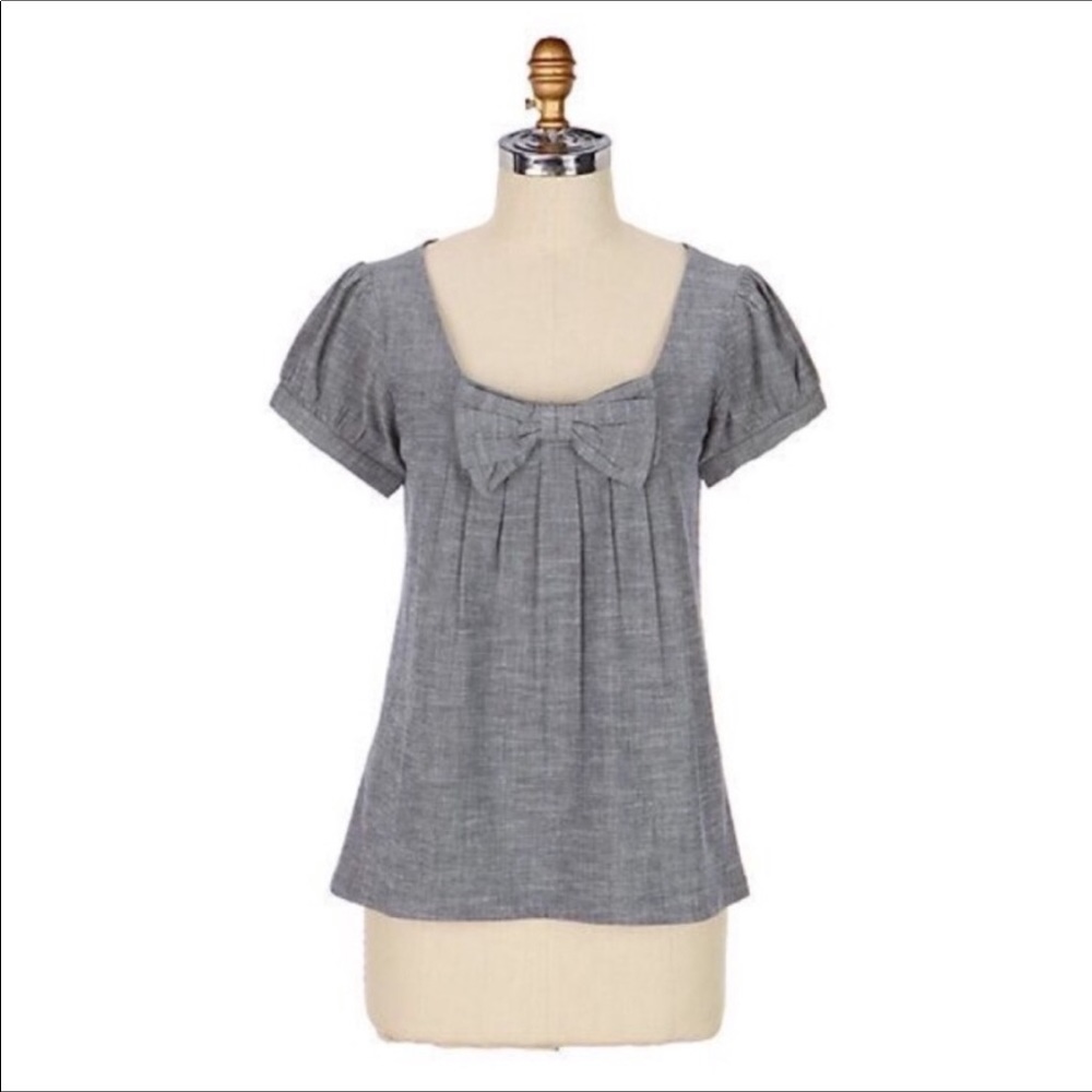 Anthropologie Fai Caden Bow Chambray Top